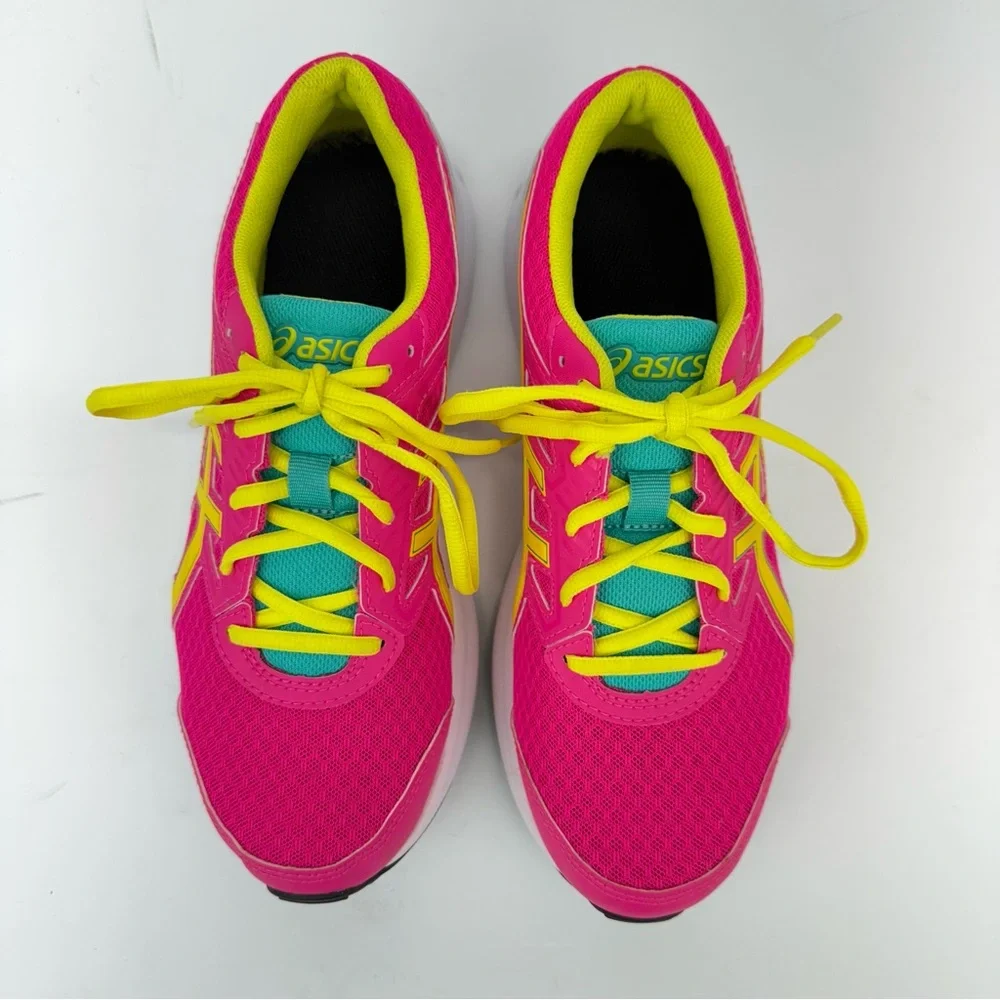 Asics Jolt 3 GS size 7 Girls Pink Yellow Lace Up Athletic Running Shoes